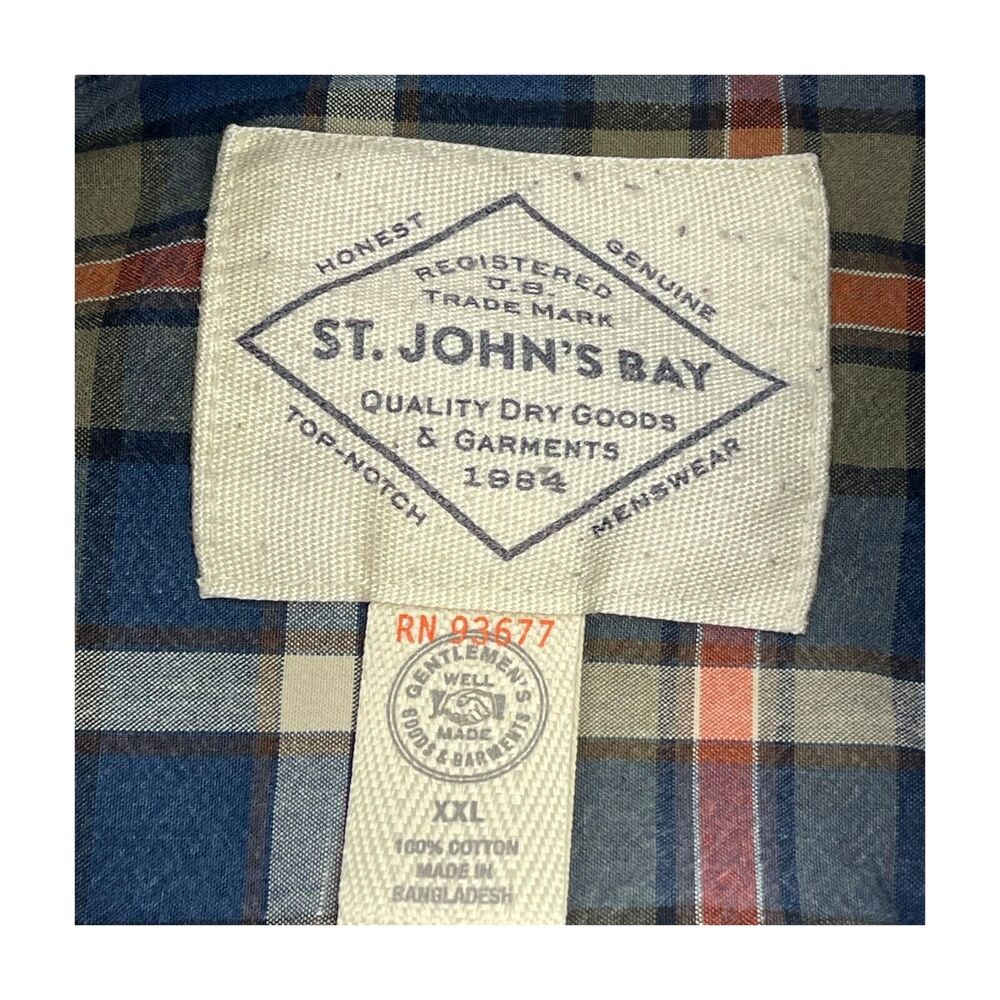 St John's Bay Shirt Men's 2XL Multicolor Plaid Long Sleeve Classic Button-Down - Picture 2 of 7